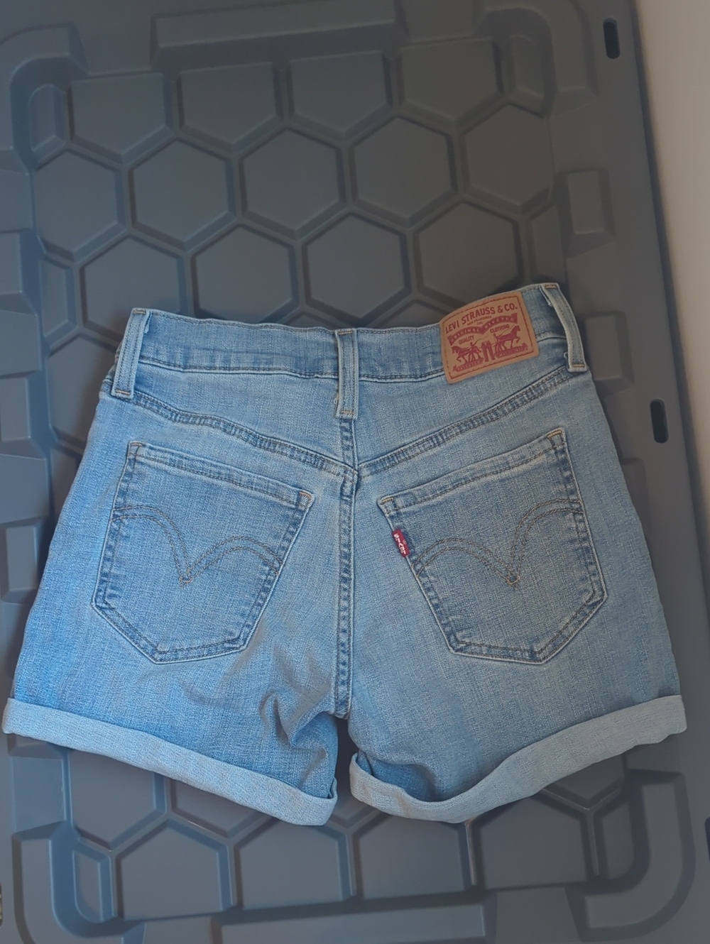 Levi's Light Blue Denim Rolled Hem Shorts - Women's